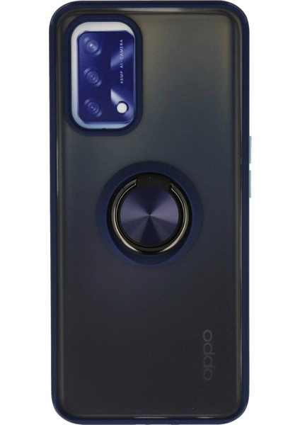 Oppo A74 4g Kılıf Montreal Yüzüklü Silikon Kapak - Lacivert - NHR8721-4960