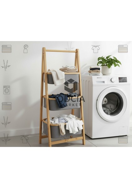 3 Katlı Bambu Sepet, Çamaşır Sepeti, Sebzelik, Oyuncak Sepeti fırsatları