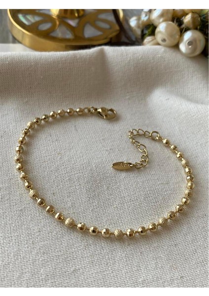 Vıp 14K Flu Desenli Üçlü Discoball Bileklik