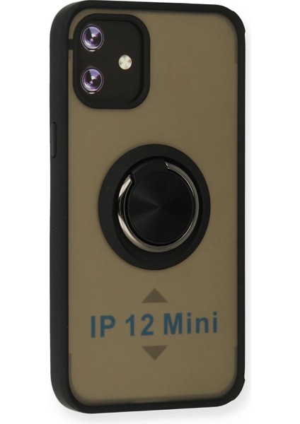 iPhone 12 Mini Kılıf Montreal Yüzüklü Silikon Kapak - Siyah - NHR9445-5151 fiyatları