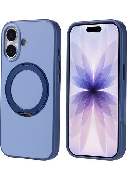 iPhone 17 Kılıf M-Safe Şarj Özellikli Standlı N7TH Proton Silikon Kapak - Lacivert