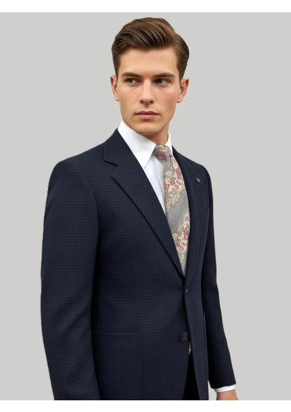 Lacivert Dokulu Modern Fit Ceket modelleri