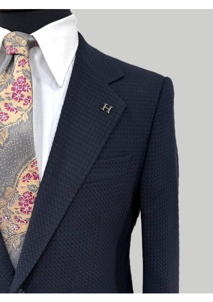 Lacivert Dokulu Modern Fit Ceket indirimleri