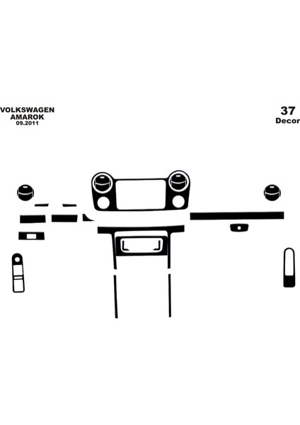 Volkswagen Amarok Konsol-Torpido Kaplama 2010- 37 Parça Piano Black