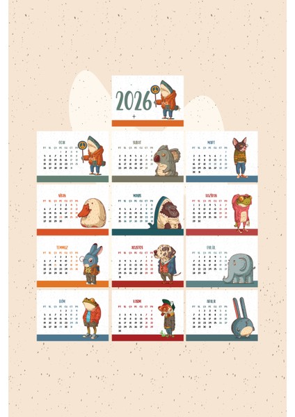 Hayvan Tasarım 2026 Masa Takvimi PYTKTKV025