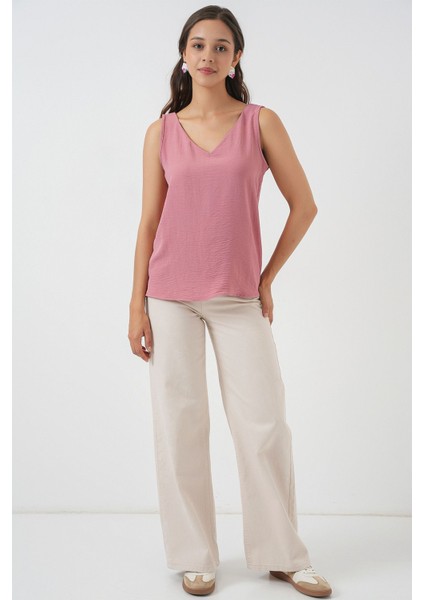 Kadın BDART V Yakalı Bluz Tozlu Gül Pembesi fiyatları