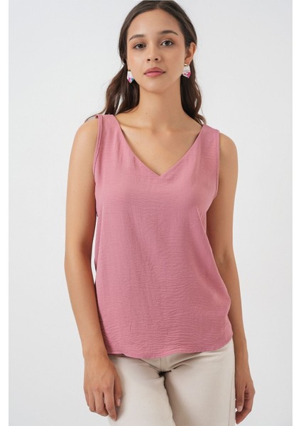 Kadın BDART V Yakalı Bluz Tozlu Gül Pembesi fırsatları