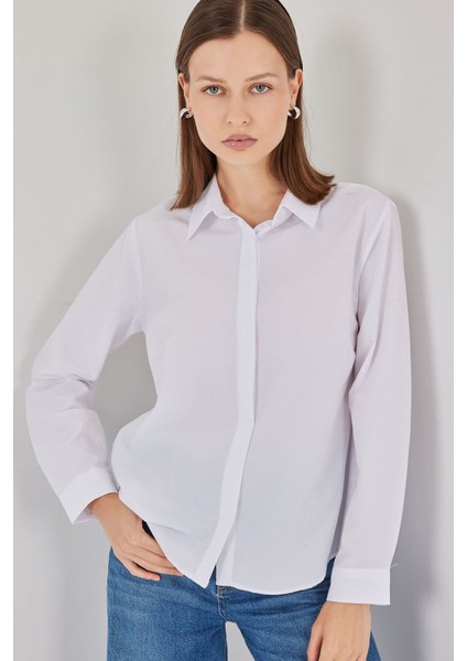 Kadın Bdart Rahat Kesim Poplin Düğmeli Gömlek White modelleri