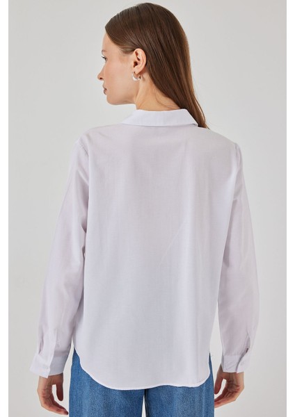 Kadın Bdart Rahat Kesim Poplin Düğmeli Gömlek White