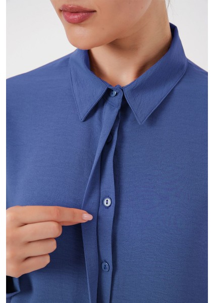 Kadın BDART Gömlek Yakalı Oversize Uzun Kollu Düğmeli Bluz Oxford Mavisi fiyatları