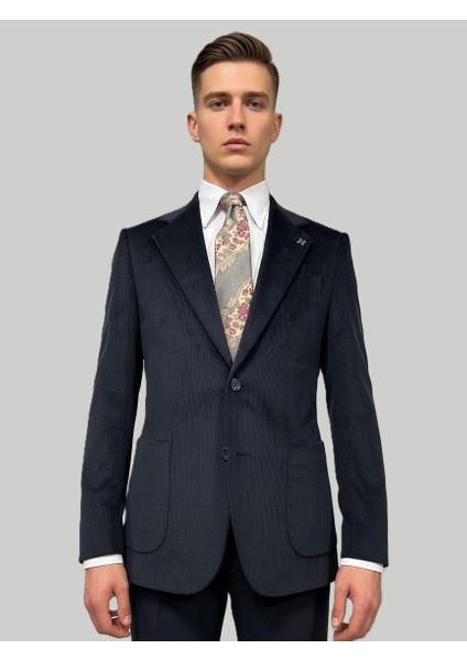 Lacivert Kadife Modern Fit Ceket modelleri