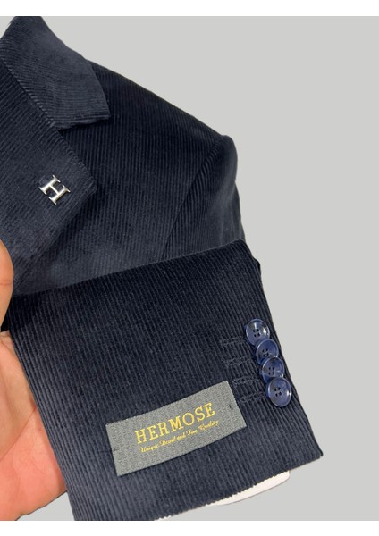 Lacivert Kadife Modern Fit Ceket