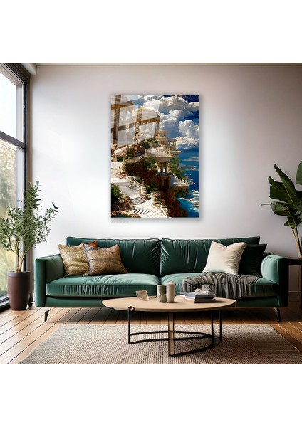 Cam Dikey Duvar Tablosu Cam Antik Şehir Manzara Ev Ofis Salon Modern Duvar Tablosu fiyatları
