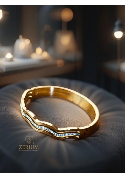 Zigzag Shine: Zirkon Taşlı Modern Kadın Kelepçe Bileklik 316L Çelik fiyatları