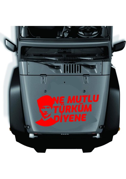 Ne Mutlu Türküm Diyene - Atatürk Silüet - Ata - Gazi Mustafa Kemal -Sticker Araba - Oto - Motosiklet - Karava Sticker 02505 modelleri