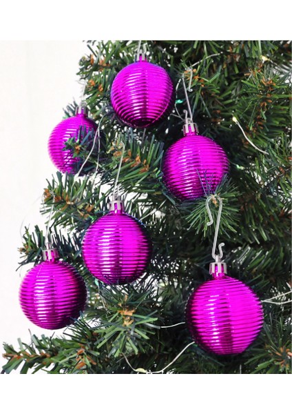 Yılbaşı Ağacı Süsü Hasır Modeli Fuşya Rengi 6 Adet 5 cm