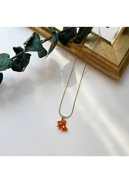 Çelik Turuncu Koi Balığı Kolye