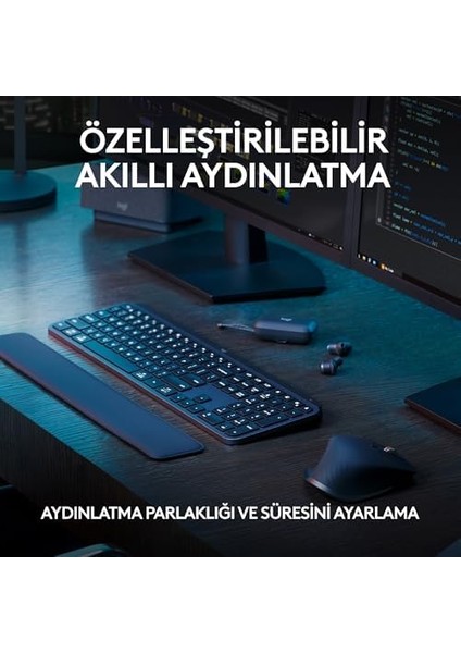 Mx Keys S Kablosuz Klavye, Düşük Profil, Akıcı Hassas Sessiz Yazma, Programlanabilir Tuşlar, Arkadan Aydınlatma, Bluetooth, USB C Şarj Edilebilir, Windows, Linux, Chrome, Mac, Türkçe Q, Siyah modelleri