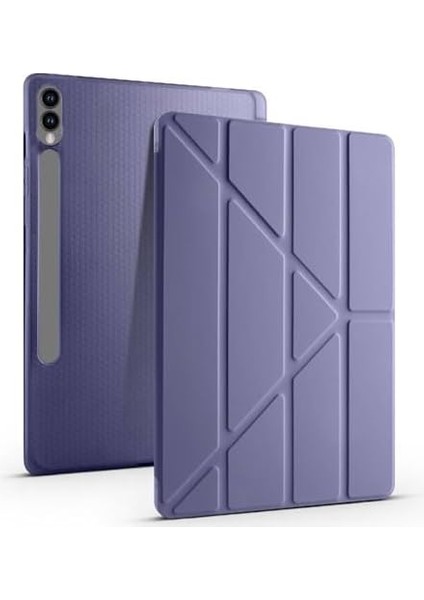 Galaxy Tab S9 Fe PLUS/S10 Plus ile Uyumlu Kılıf Kalem Bölmeli Trifolding X610 X616 X820 X826 X828 Lndery Gray modelleri