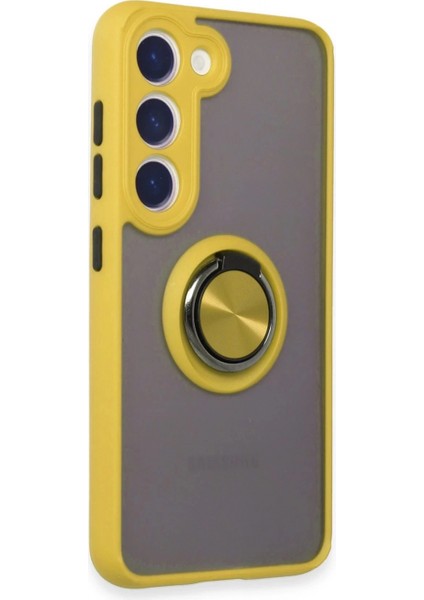 Samsung Galaxy S23 Kılıf Montreal Yüzüklü Silikon Kapak - Sarı fiyatları