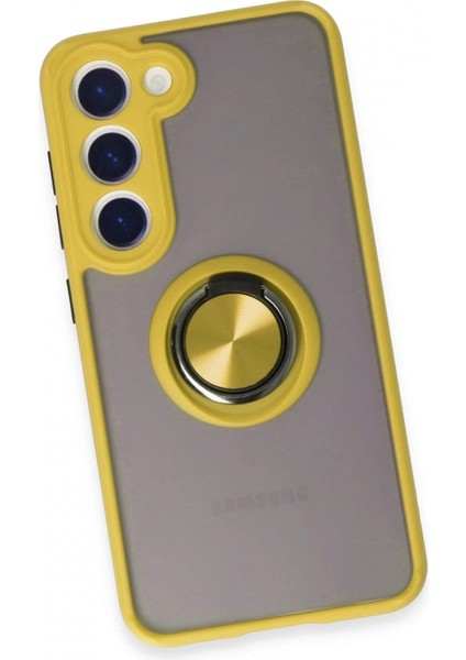 Samsung Galaxy S23 Kılıf Montreal Yüzüklü Silikon Kapak - Sarı fırsatları