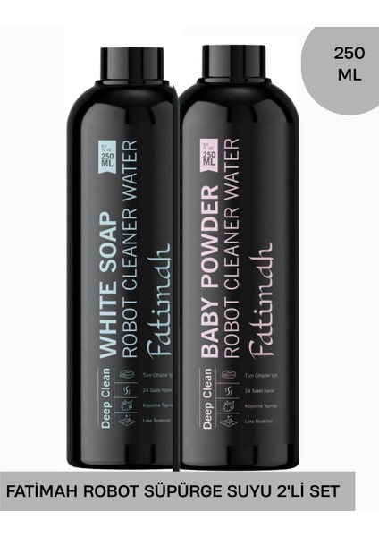 Beyaz Sabun , Bebek Pudrası Kokulu Robot Süpürge Deterjanı 2'li Set, Yüzey Temizleyici 250 ml