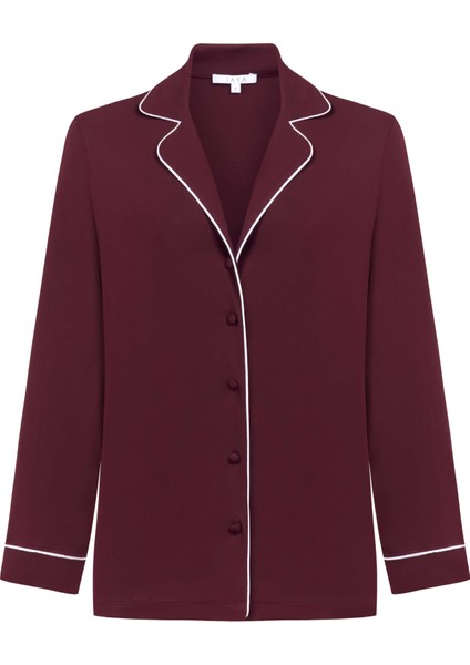 Modal Biyeli Uzun Kollu Pijama Takımı / Bordo fiyatları