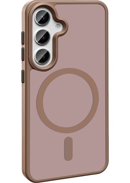 Galaxy S25 Plus Kılıf M-Safe Şarj Özellikli Mat Arka Yüzey Nvg Sio Kapak - Kahverengi modelleri