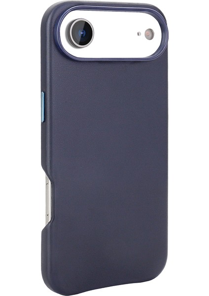 iPhone 17 Air Kılıf M-Safe Şarj Özellikli Pu Deri Görünümlü Tknc Kupra Kapak - Lacivert modelleri