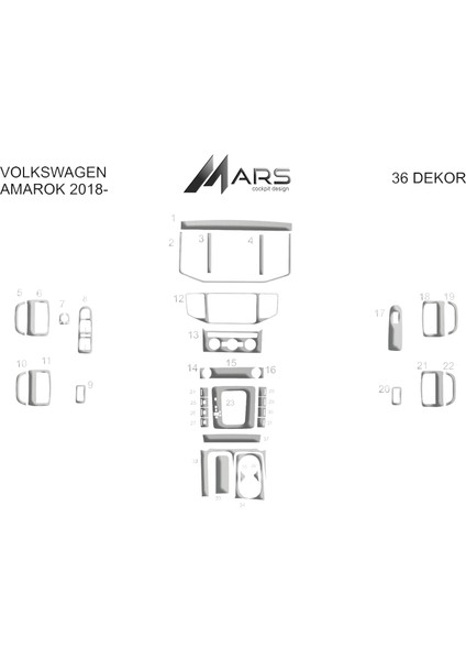 Volkswagen Amarok Konsol-Torpido Kaplama 2018- 36 Parça Alüminyum