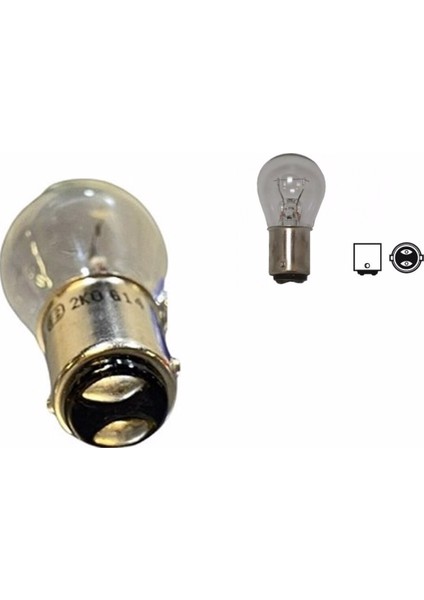 12V 94 Ampul 21W Çift Duy Tek Flaman BA15D Marin 2 Adet