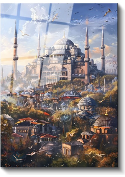 Cam Dikey Duvar Tablosu Cam Ayasofya Ev Ofis Salon Modern Duvar Tablosu