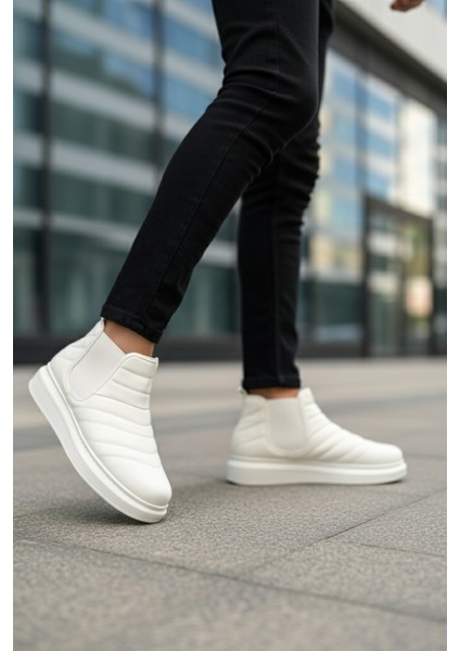 ZRJ205 Bağcıksız Ortopedik Erkek Günlük Spor Bot Beyaz