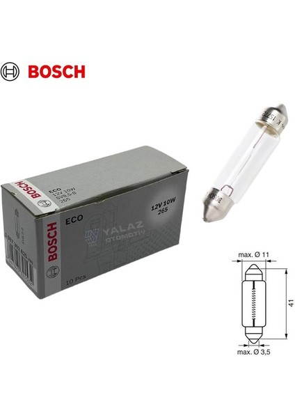 Bosch 12V Sofit Ampul 10W Uzun Tip 41 mm 10 Adet