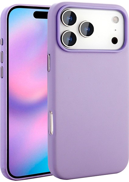 iPhone 17 Pro Max Kılıf M-Safe Şarj Özellikli Pu Deri Görünümlü Frms Kupra Kapak - Mor