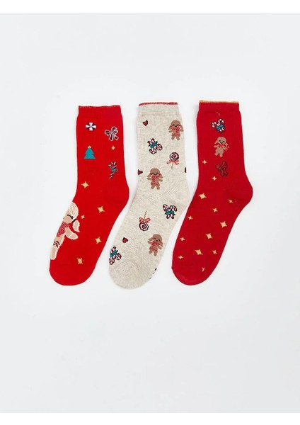 Yılbaşı Temalı Kız Çocuk Soket Çorap 3'lü (W5)