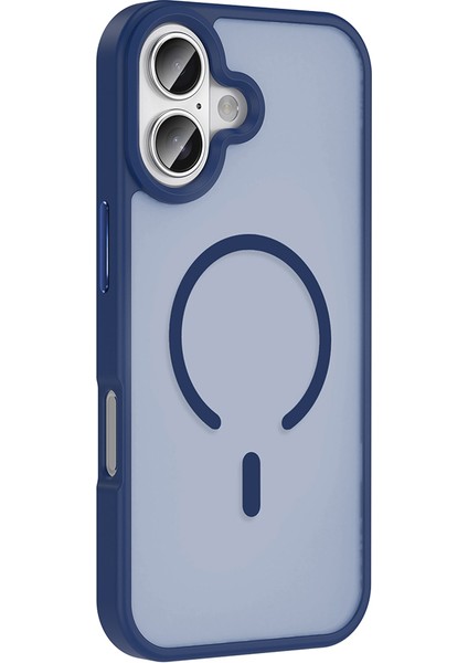 iPhone 17 Kılıf M-Safe Şarj Özellikli Mat Arka Yüzey N7TH Sio Kapak - Lacivert