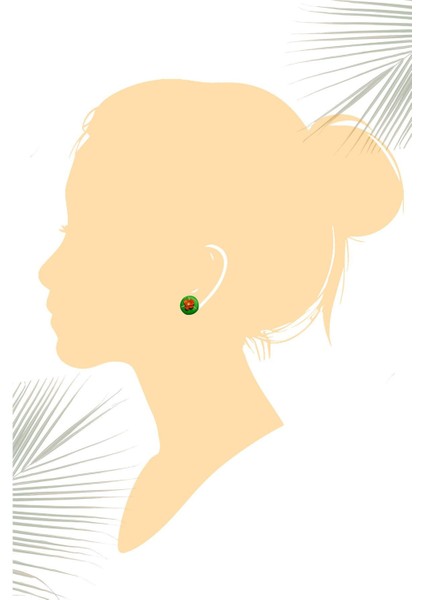 Muffyclay Özel Tasarım, El Yapımı Polimer Kil Çiçek Motifli Yeşil Küpe modelleri