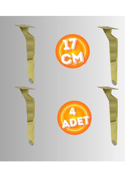 17 cm Metal Tabanca Ayak Koltuk Ayağı Mobilya Ayağı Ünite Ayağı Konsol Ayağı Puf Berjer Ayağı ( 4 Adet )