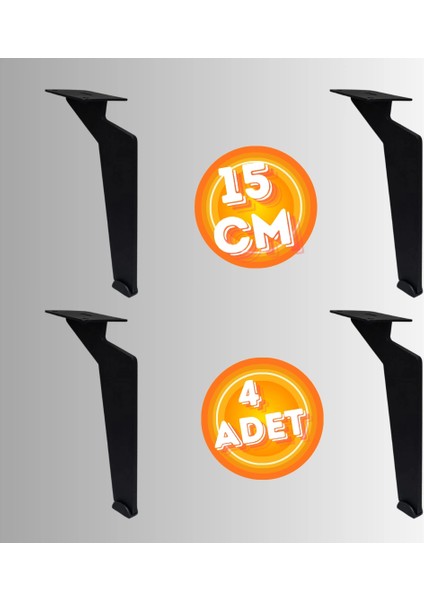 15 cm Metal Tabanca Ayak Koltuk Ayağı Mobilya Ayağı Ünite Ayağı Konsol Ayağı Puf Berjer Ayağı ( 4 Adet )