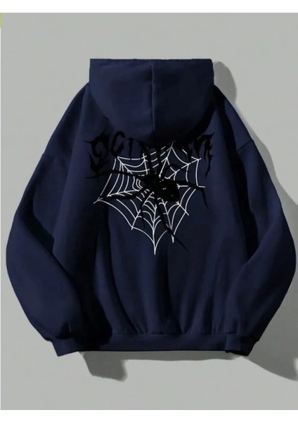 Punıx Büyük Beden Özel Tasarım Sırt Baskılı Kalın 3 Iplik Kapüşonlu Kadın Kışlık Sweatshırt