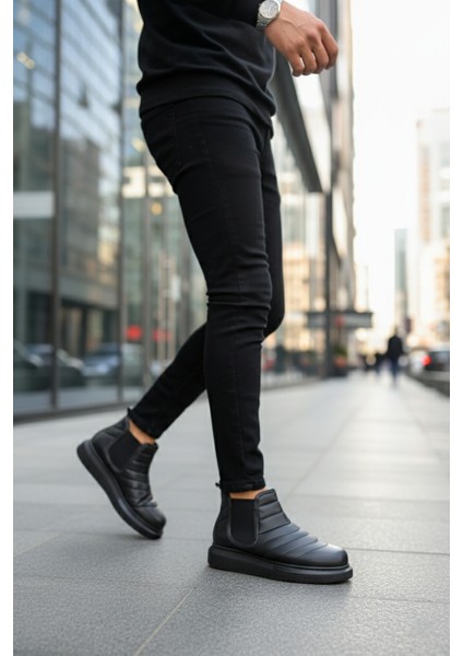 ZRJ205 Bağcıksız Ortopedik Erkek Günlük Spor Bot Siyah