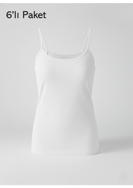 Kadın Atlet 6'lı Ekonomik Paket Ip Askılı Pamuklu Esnek