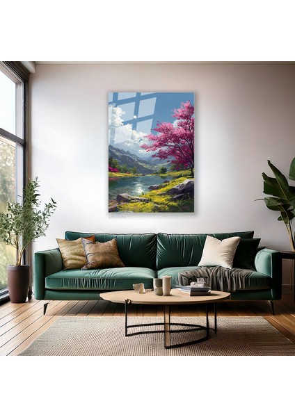 Cam Dikey Duvar Tablosu Cam Nehir Manzara Ev Ofis Salon Modern Duvar Tablosu fiyatları