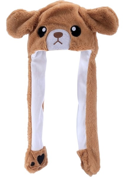 Peluş Figürlü Oynar Kulaklı Hareketli Işıklı Kışlık Bere Şapka