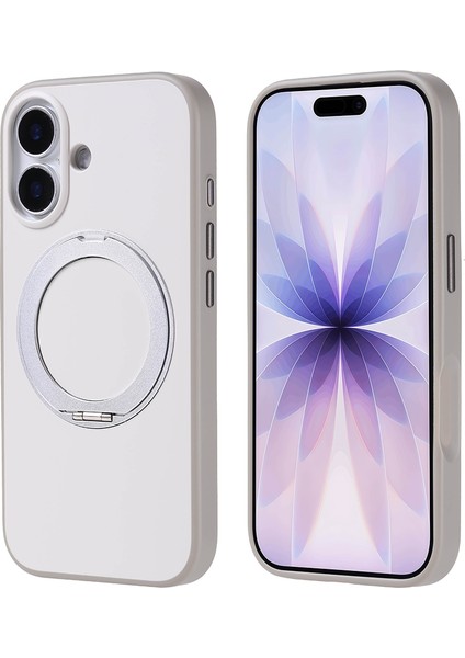iPhone 17 Kılıf M-Safe Şarj Özellikli Standlı N7TH Proton Silikon Kapak - Gri