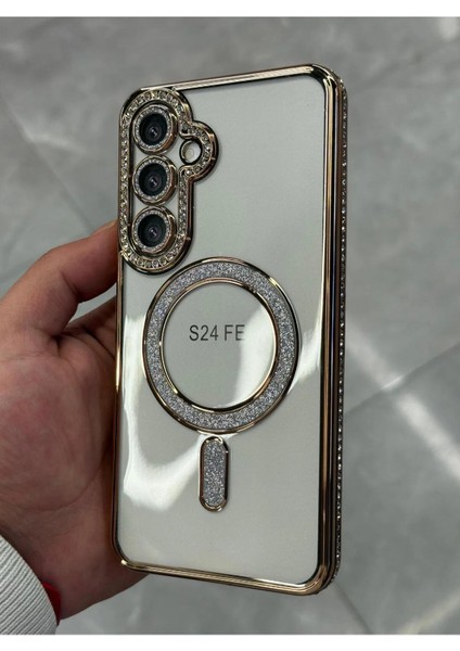 Samsung Galaxy S24 Fe Kılıf Elmas Taşlı Tuşlu Arka Şeffaf Kamera Lens Üstü Korumalı Magsafe Manyetik fiyatları