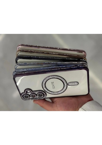 Samsung Galaxy S24 Fe Kılıf Elmas Taşlı Tuşlu Arka Şeffaf Kamera Lens Üstü Korumalı Magsafe Manyetik fırsatları