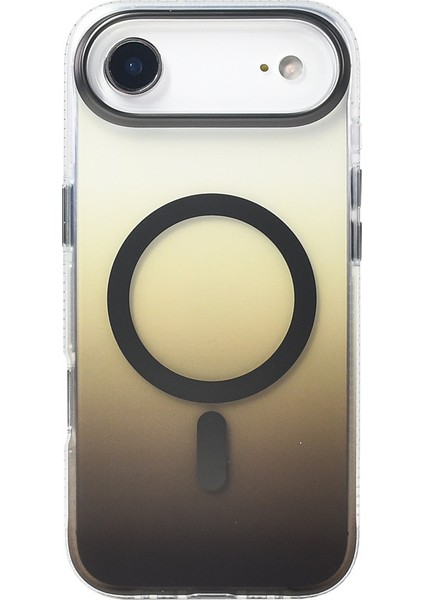iPhone 17 Air Kılıf M-Safe Şarj Özellikli Transparan Renk Geçişli Iksp Toros Kapak - Gold indirimleri
