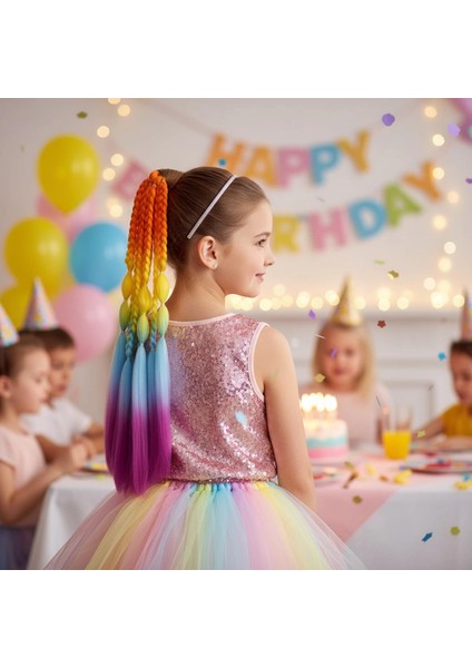 Balon ve Düz Salaş Örgülü Lastikli At Kuyruğu - ACM22